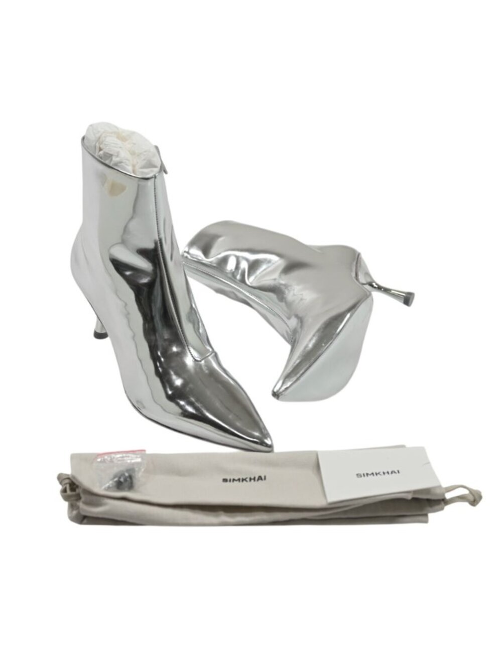 Simkhai Saanvi Metallic Leather Ankle Boots In Silver